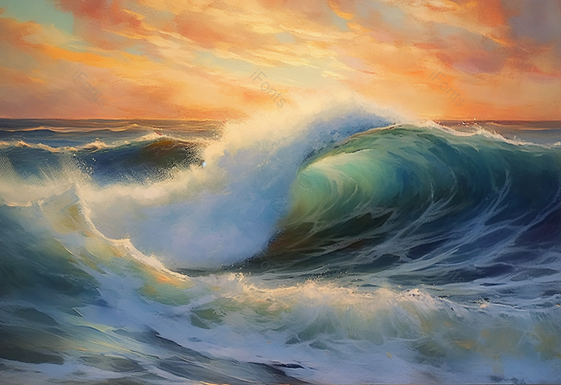卷起来的浪花海浪油画插画背景,插画/手绘图,插画/手绘图库,插画/手绘图下载,插画/手绘